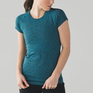 Lululemon Swiftly Tech Short Sleeve Crew Heathered Kayak Blue Size 6